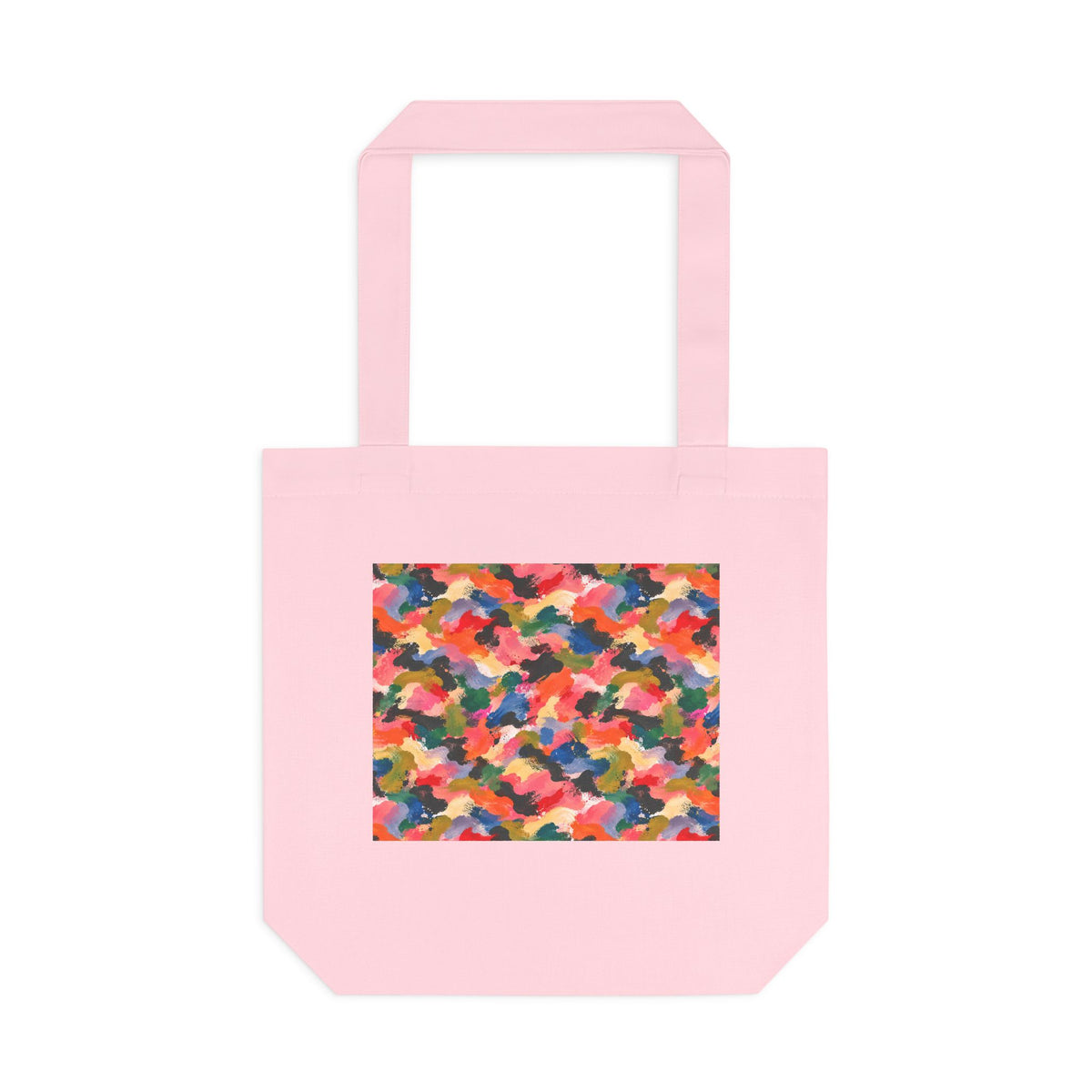 Tote bag Visagée, mosaïque multicolore corail, rose et vert – Mura Défense