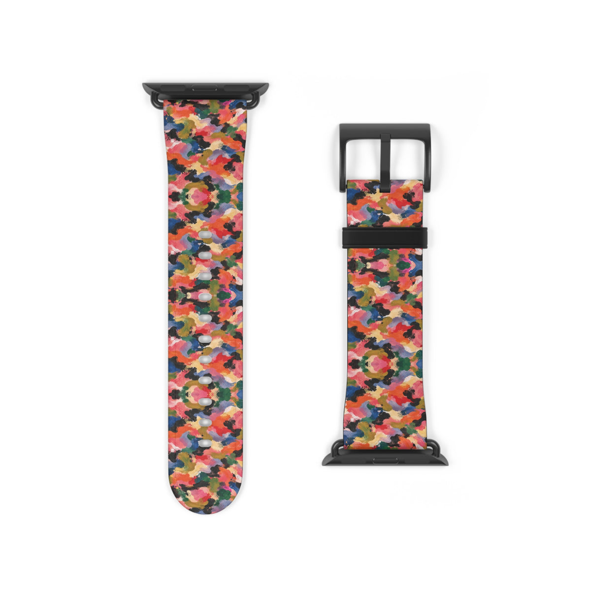 Bracelet Apple Watch Visagée, mosaïque multicolore corail, rose et vert – Mura Défense