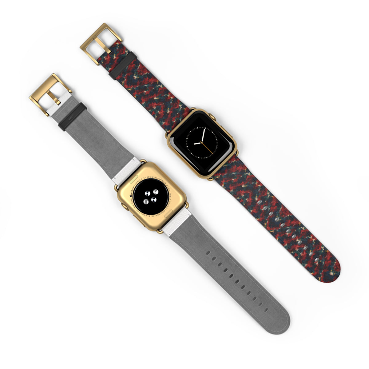 Bracelet Apple Watch Irascible, motifs rouge sombre sur fond noir – Mura Défense