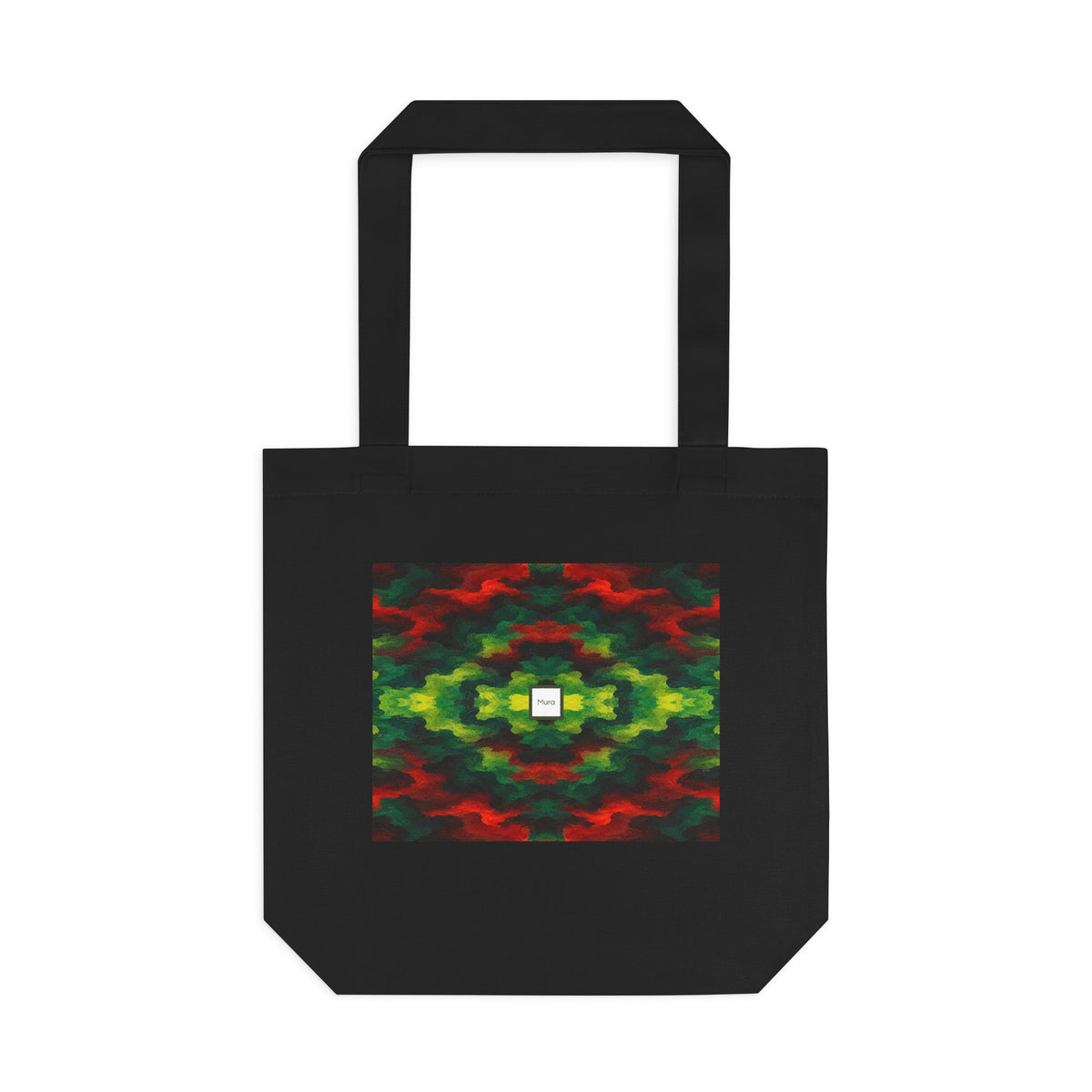 Tote bag Témérité, éclats rouges et verts sur fond noir – Mura Défense