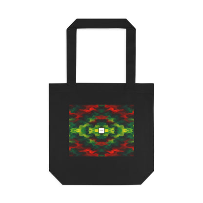 Tote bag Témérité, éclats rouges et verts sur fond noir – Mura Défense
