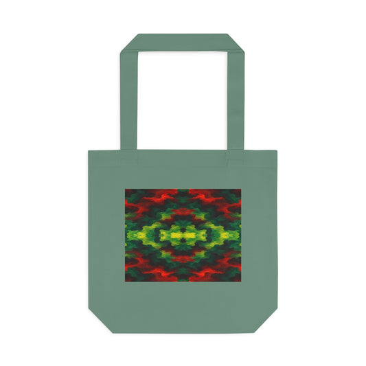 Tote bag Témérité, éclats rouges et verts sur fond noir – Mura Défense