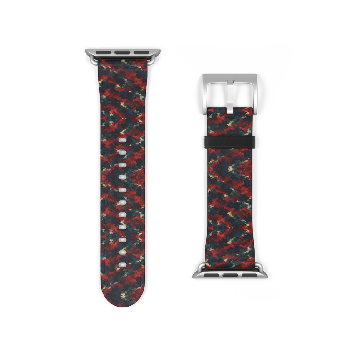 Bracelet Apple Watch Irascible, motifs rouge sombre sur fond noir – Mura Défense