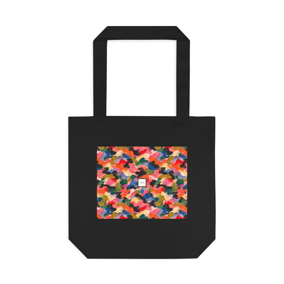 Tote bag Visagée, mosaïque multicolore corail, rose et vert – Mura Défense