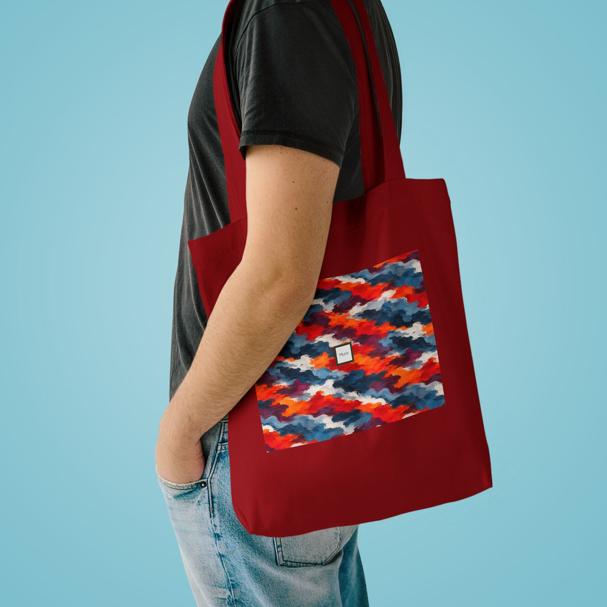 Tote bag Rangel, formes rouges, bleues et blanches entremêlées – Mura Défense