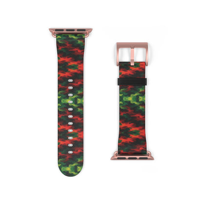 Bracelet Apple Watch Témérité, éclats rouges et verts sur fond noir – Mura Défense