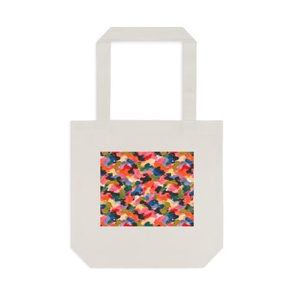 Tote bag Visagée, mosaïque multicolore corail, rose et vert – Mura Défense