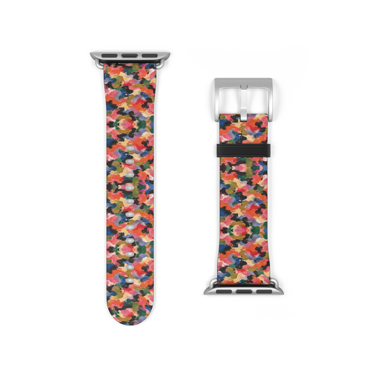 Bracelet Apple Watch Visagée, mosaïque multicolore corail, rose et vert – Mura Défense