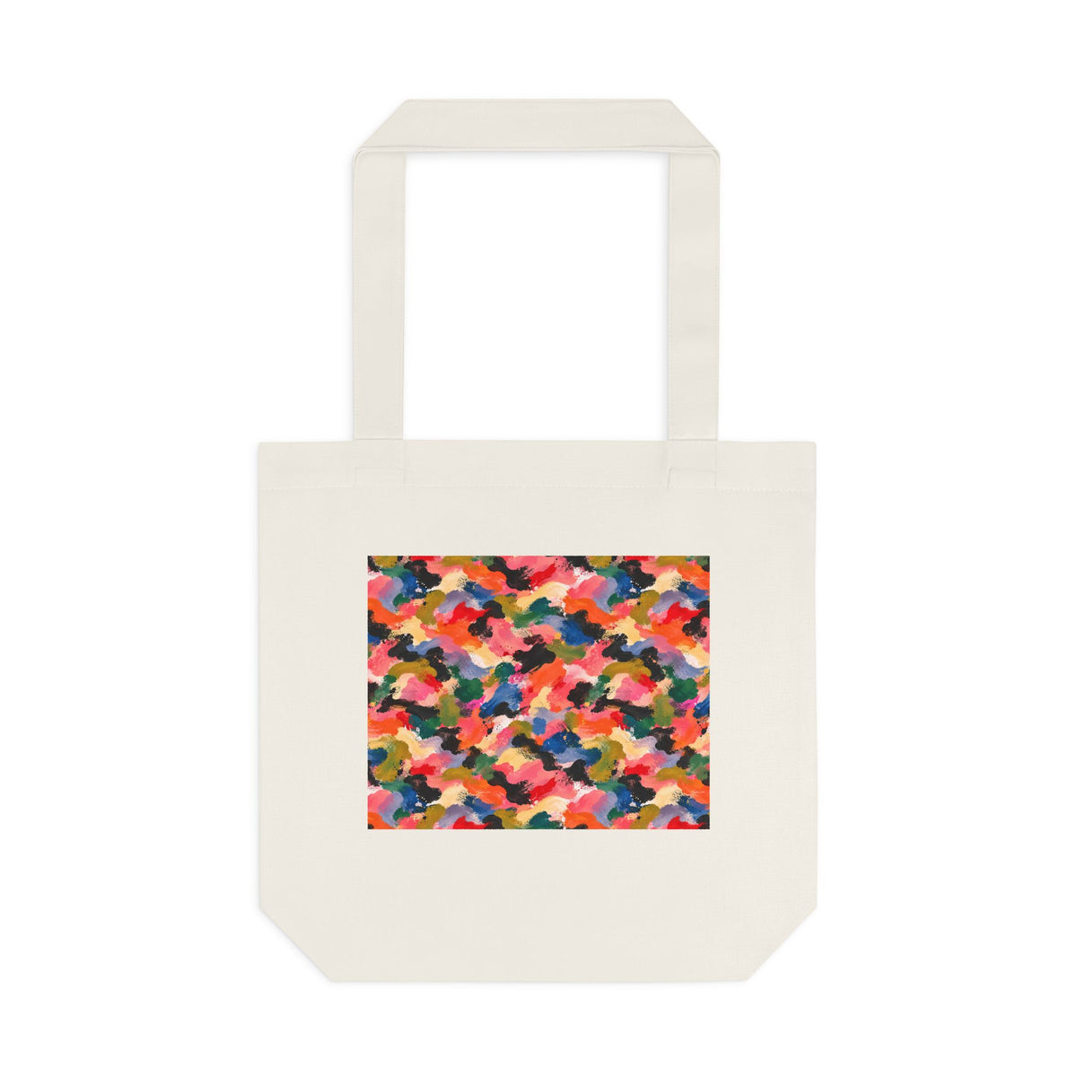 Tote bag Visagée, mosaïque multicolore corail, rose et vert – Mura Défense