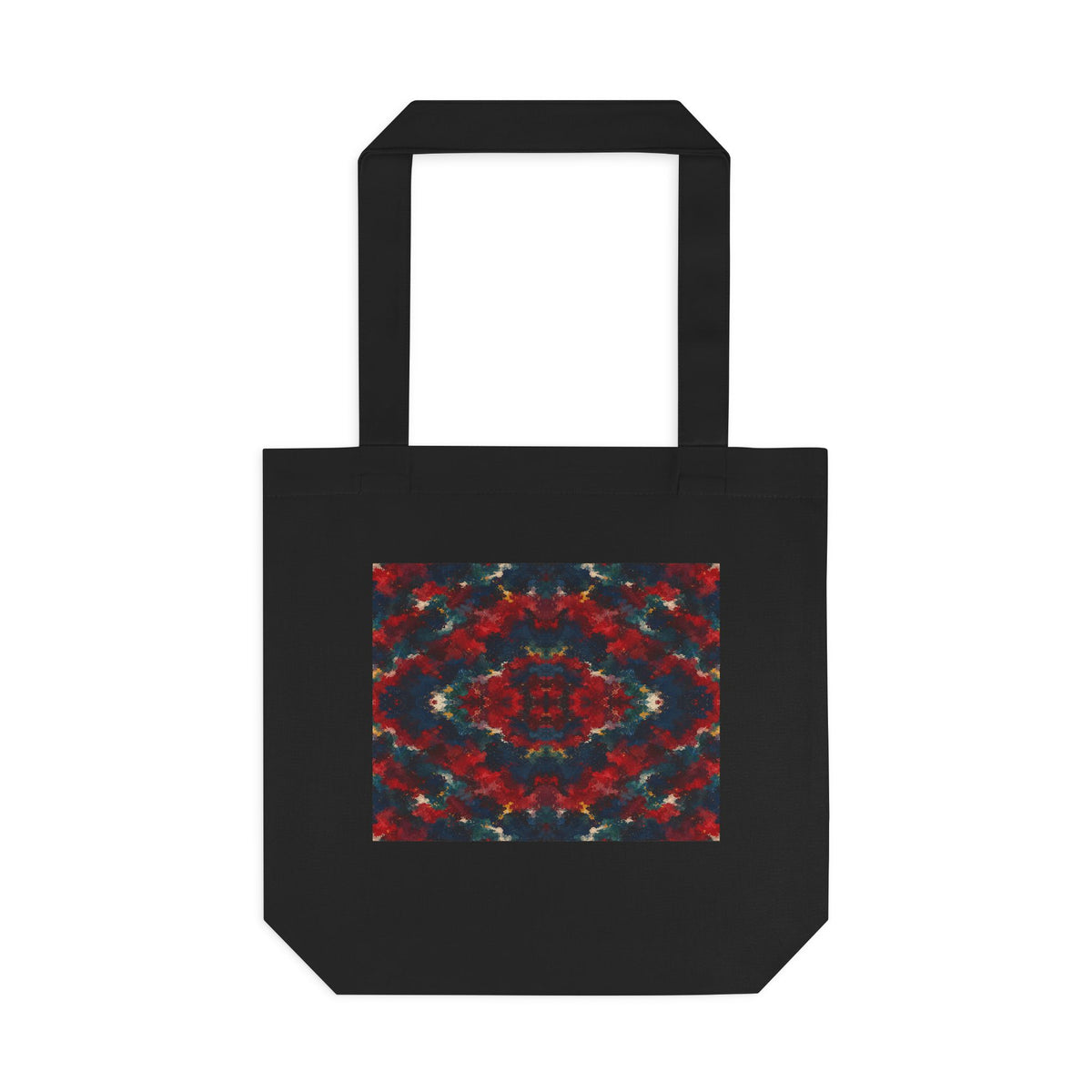 Tote bag Irascible, motifs rouge sombre sur fond noir – Mura Défense