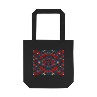 Tote bag Irascible, motifs rouge sombre sur fond noir – Mura Défense