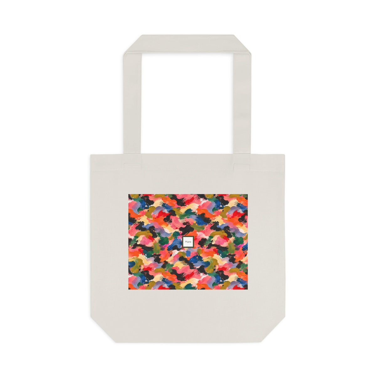 Tote bag Visagée, mosaïque multicolore corail, rose et vert – Mura Défense