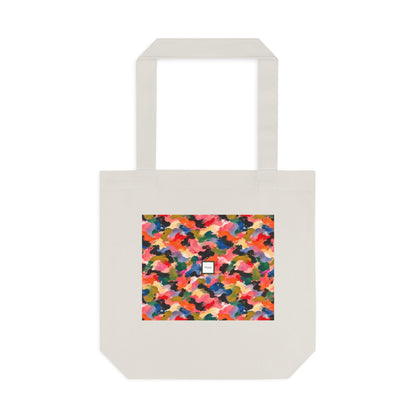 Tote bag Visagée, mosaïque multicolore corail, rose et vert – Mura Défense