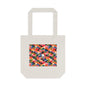 Tote bag Visagée, mosaïque multicolore corail, rose et vert – Mura Défense