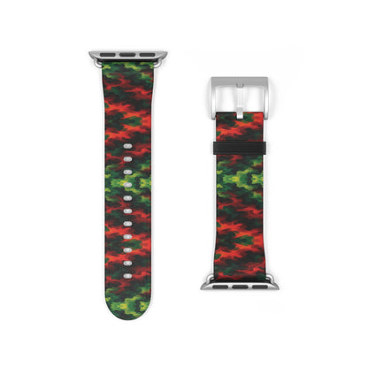Bracelet Apple Watch Témérité, éclats rouges et verts sur fond noir – Mura Défense
