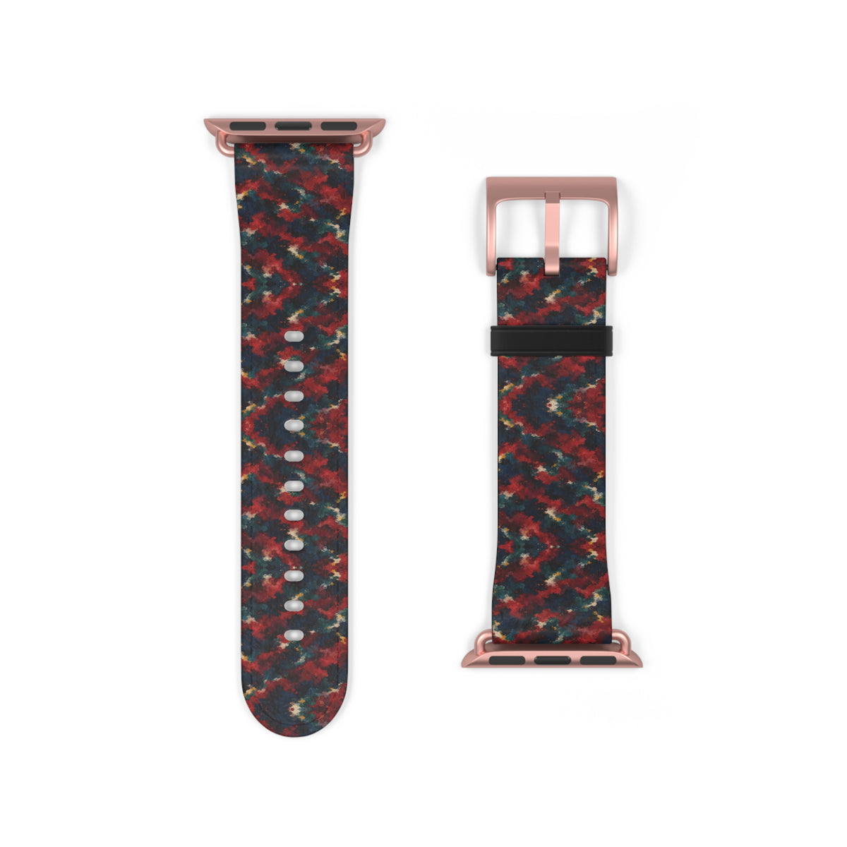 Bracelet Apple Watch Irascible, motifs rouge sombre sur fond noir – Mura Défense