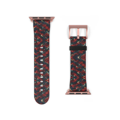 Bracelet Apple Watch Irascible, motifs rouge sombre sur fond noir – Mura Défense