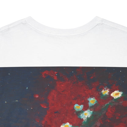 Tee-shirt blanc Mura, œuvre La colère se véhicule — porté