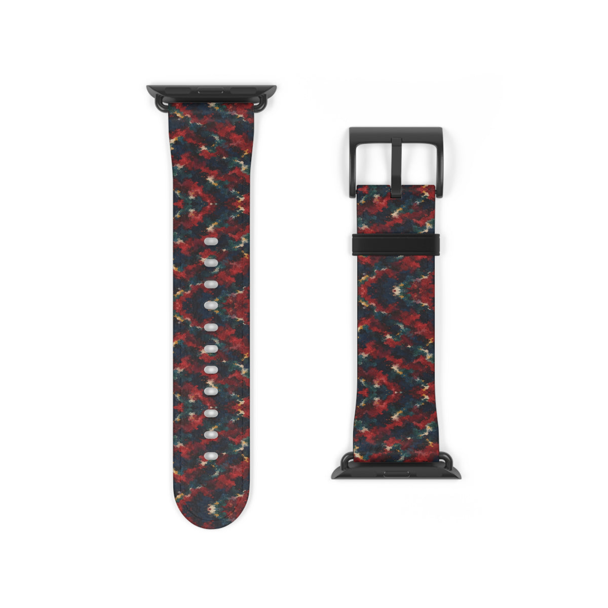 Bracelet Apple Watch Irascible, motifs rouge sombre sur fond noir – Mura Défense