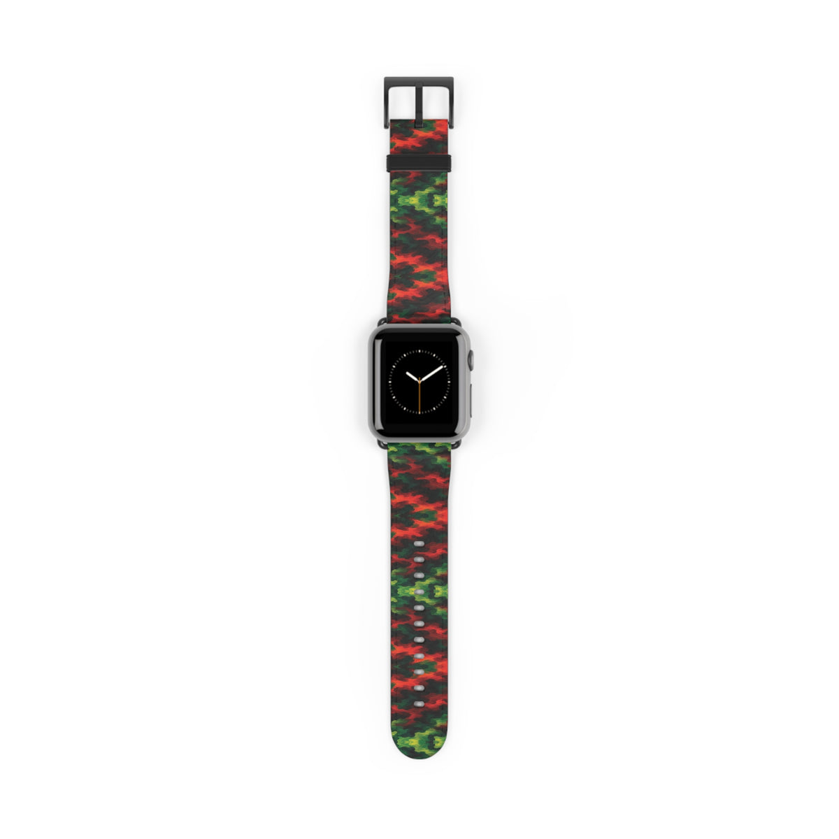 Bracelet Apple Watch Témérité, éclats rouges et verts sur fond noir – Mura Défense
