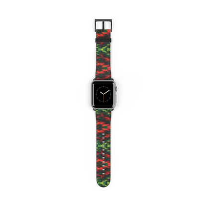 Bracelet Apple Watch Témérité, éclats rouges et verts sur fond noir – Mura Défense