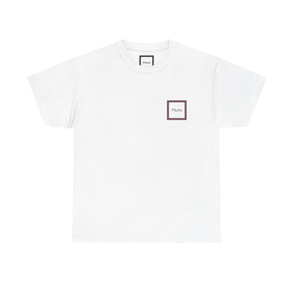 Tee-shirt blanc Mura, œuvre You Weren't Here I Really Miss You — porté