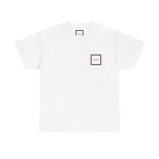 Tee-shirt blanc Mura, œuvre You Weren't Here I Really Miss You — porté