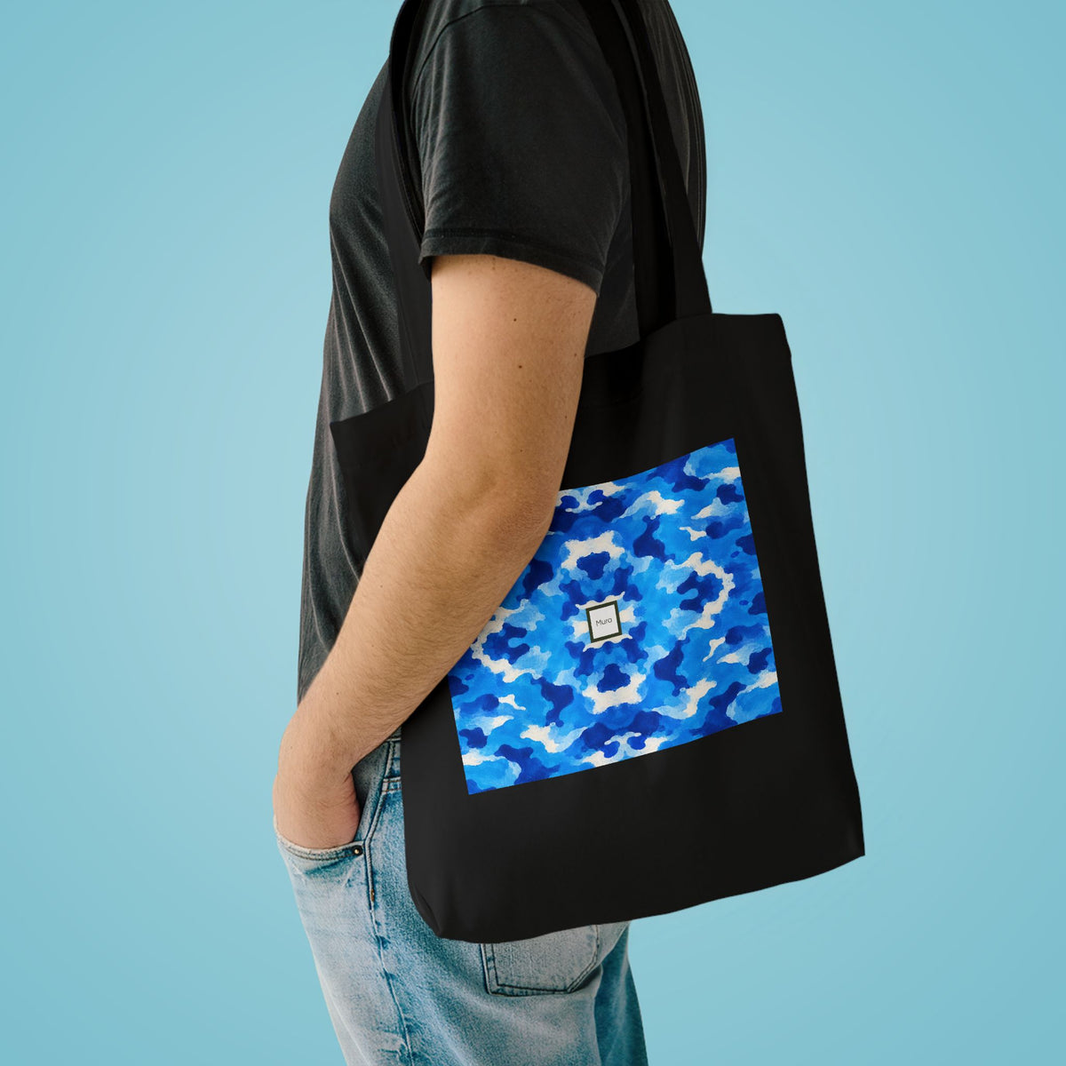 Tote bag Tsunéan, vagues bleues et blanches – Mura Défense
