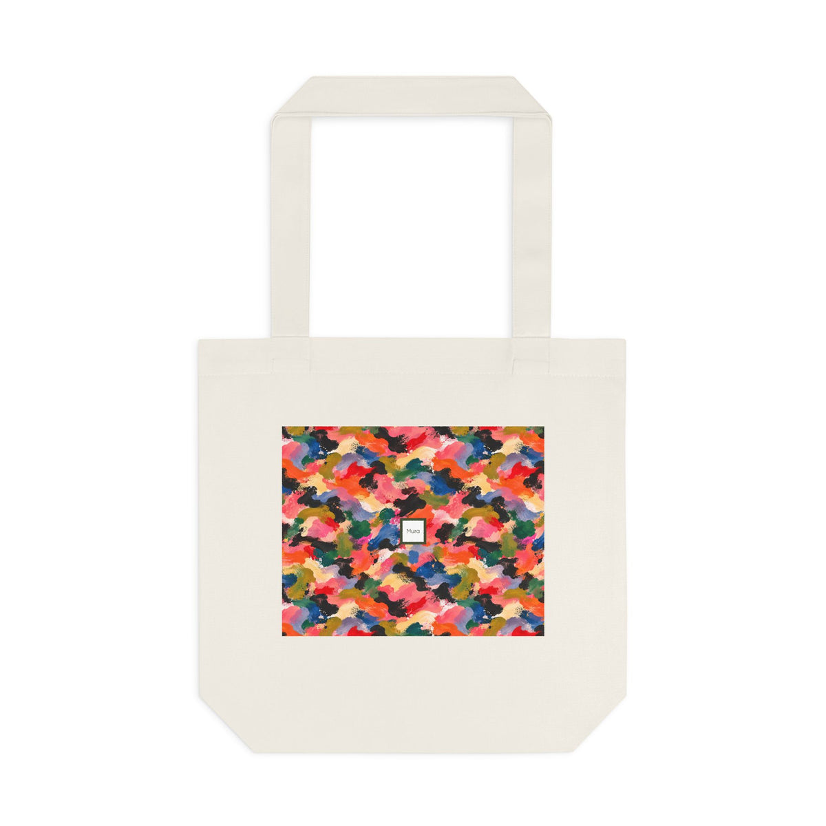 Tote bag Visagée, mosaïque multicolore corail, rose et vert – Mura Défense