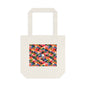 Tote bag Visagée, mosaïque multicolore corail, rose et vert – Mura Défense