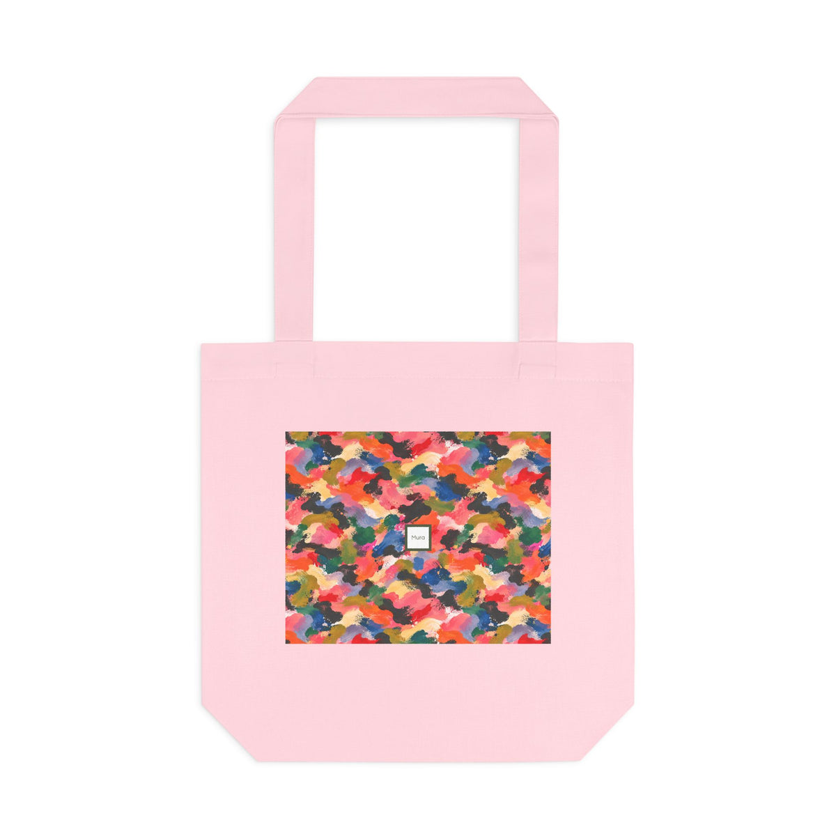 Tote bag Visagée, mosaïque multicolore corail, rose et vert – Mura Défense
