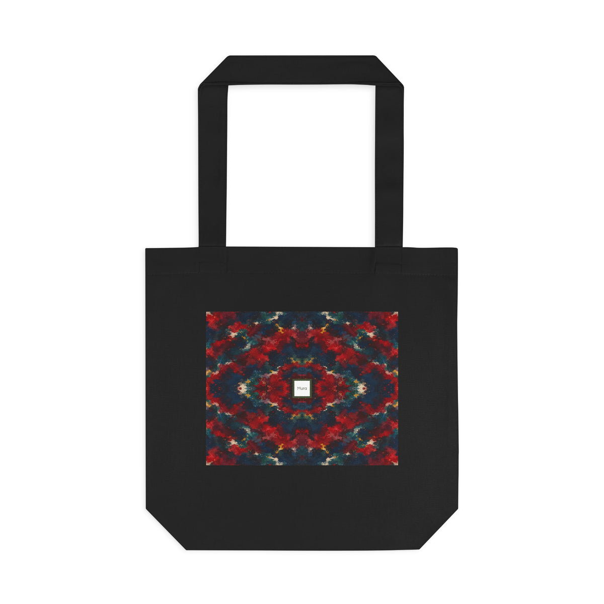 Tote bag Irascible, motifs rouge sombre sur fond noir – Mura Défense