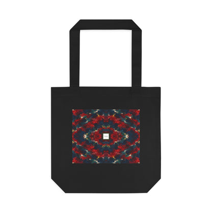 Tote bag Irascible, motifs rouge sombre sur fond noir – Mura Défense