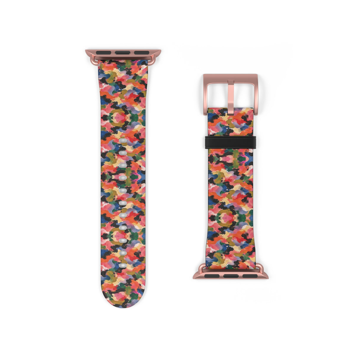 Bracelet Apple Watch Visagée, mosaïque multicolore corail, rose et vert – Mura Défense