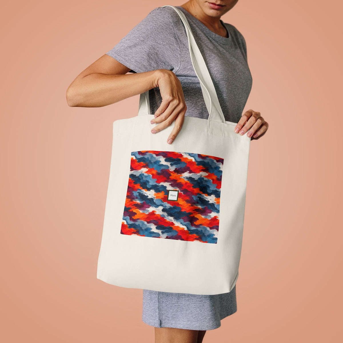 Tote bag Rangel, formes rouges, bleues et blanches entremêlées – Mura Défense