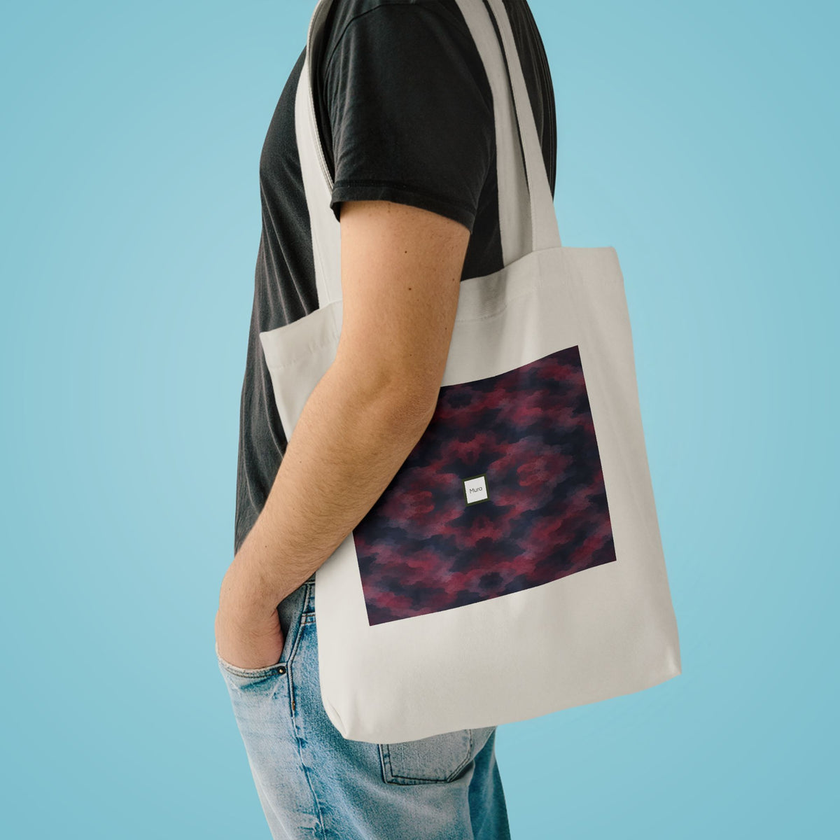 Tote bag Invisombre, motif bordeaux et violet sombre – Mura Défense