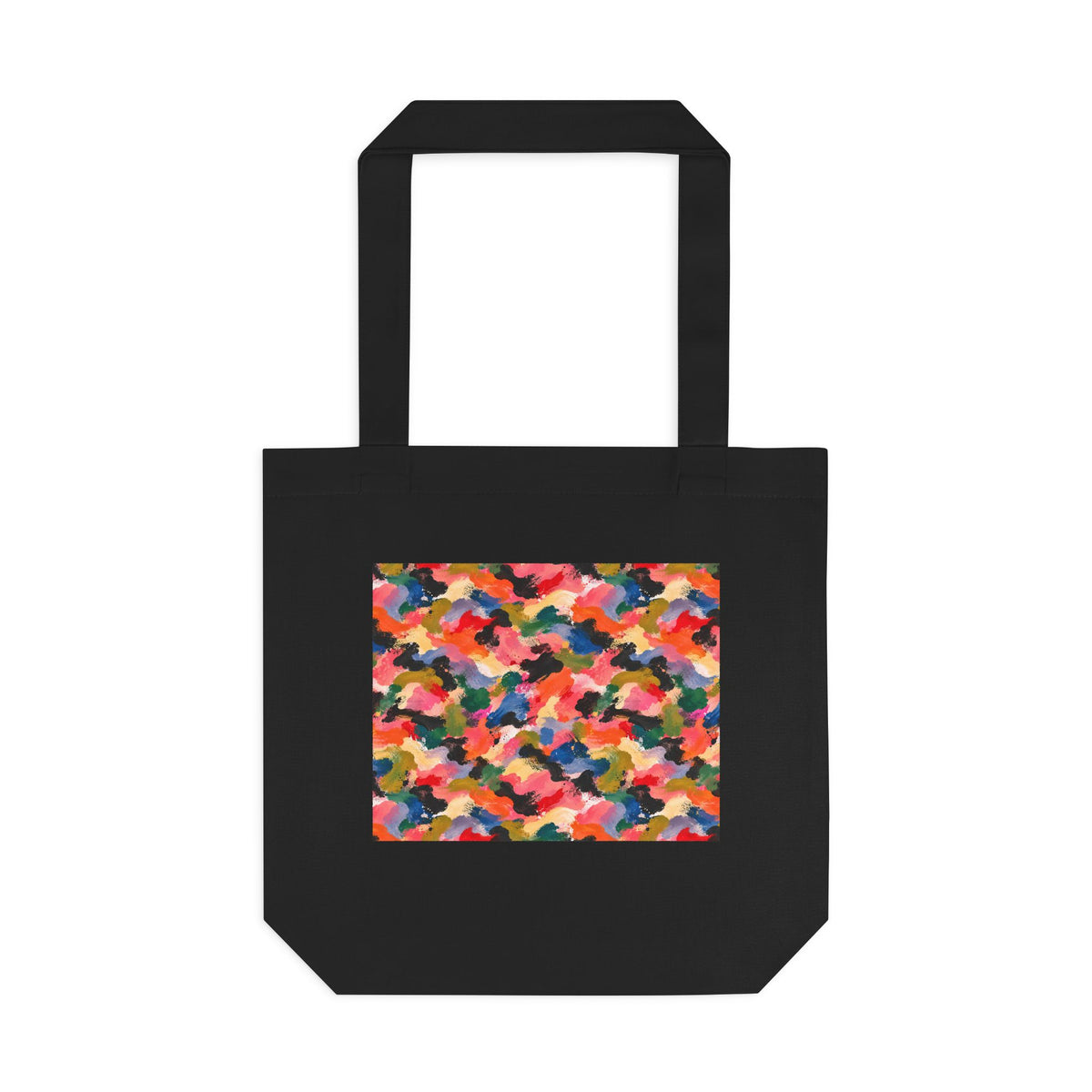 Tote bag Visagée, mosaïque multicolore corail, rose et vert – Mura Défense