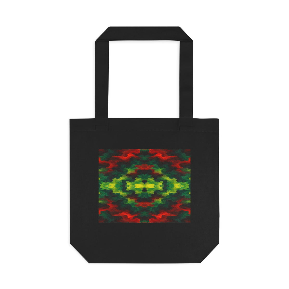 Tote bag Témérité, éclats rouges et verts sur fond noir – Mura Défense