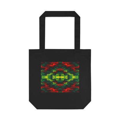Tote bag Témérité, éclats rouges et verts sur fond noir – Mura Défense