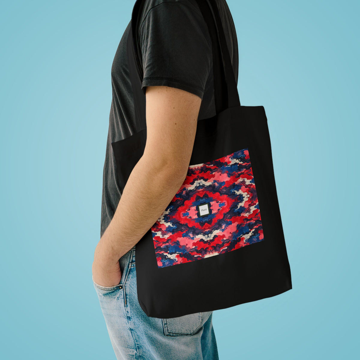 Tote bag Magméan, fragments rose, rouge et bleu – Mura Défense