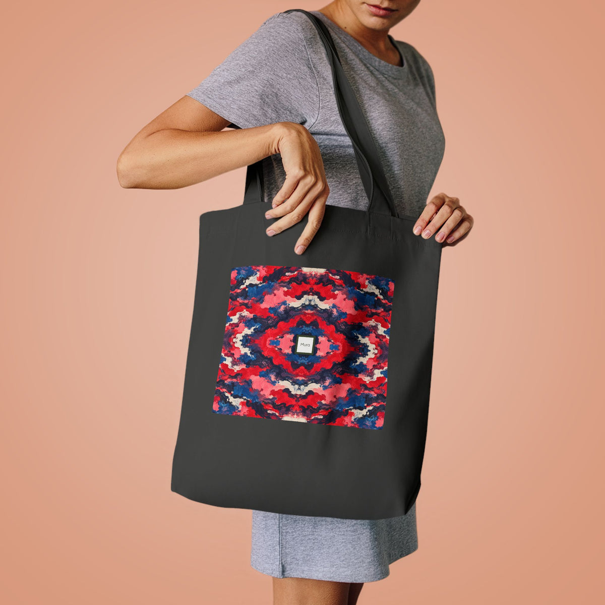 Tote bag Magméan, fragments rose, rouge et bleu – Mura Défense