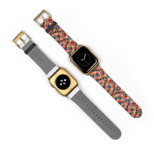 Bracelet Apple Watch Visagée, mosaïque multicolore corail, rose et vert – Mura Défense