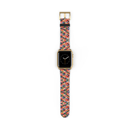 Bracelet Apple Watch Visagée, mosaïque multicolore corail, rose et vert – Mura Défense