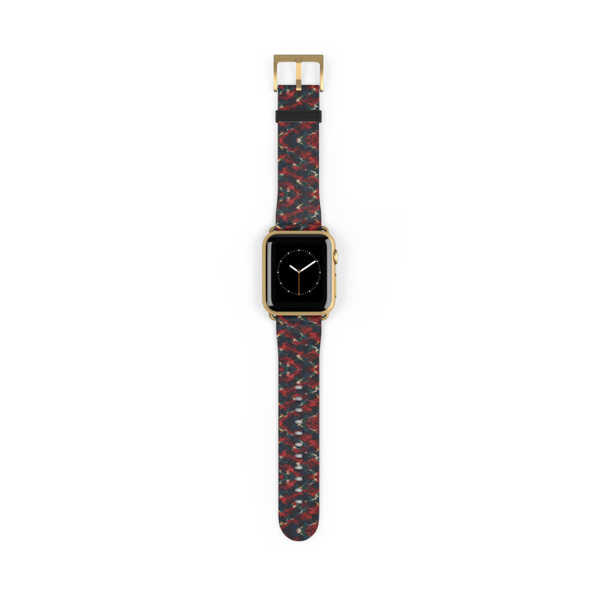 Bracelet Apple Watch Irascible, motifs rouge sombre sur fond noir – Mura Défense