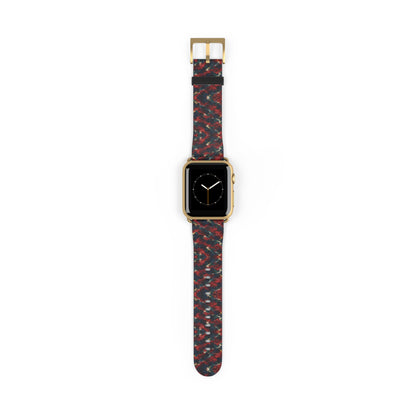 Bracelet Apple Watch Irascible, motifs rouge sombre sur fond noir – Mura Défense