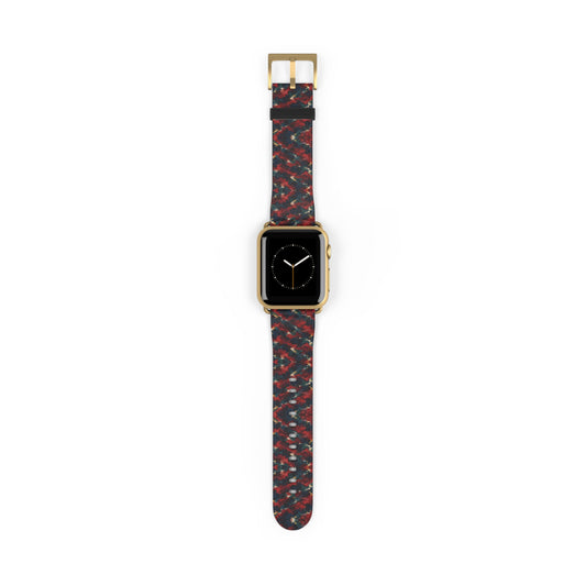Bracelet Apple Watch Irascible, motifs rouge sombre sur fond noir – Mura Défense